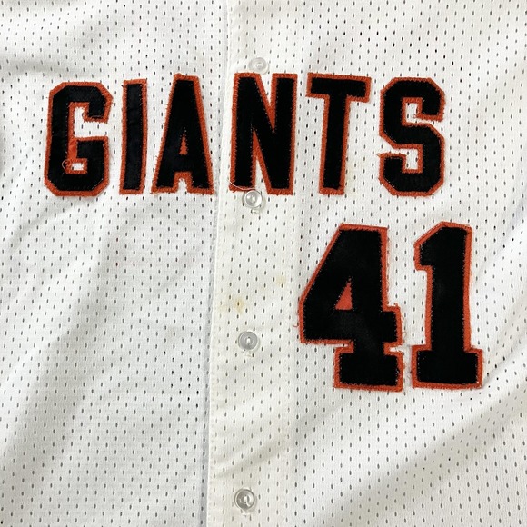 San Francisco Giants Jersey Mens Large White‎ MLB Baseball Button Mesh 41 USA - Picture 3 of 8